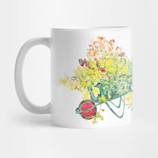 colorful flowers in green handcart Mug